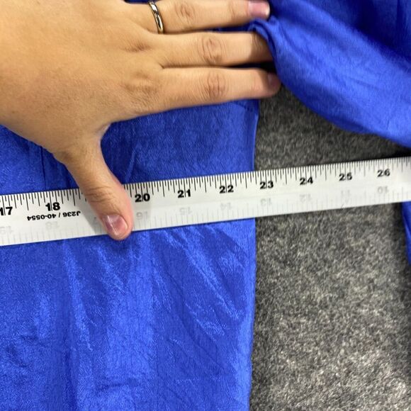 Carriage Court Shirt Women 16 Plus Blue Button Up Elastic Waist Collared Pockets - Picture 7 of 9